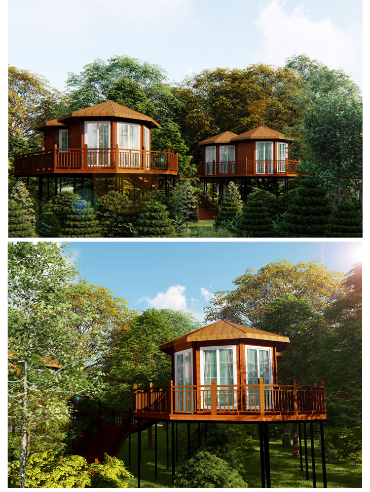 旅游休闲度假木屋 八角客栈木屋 防腐成品木屋量身定制