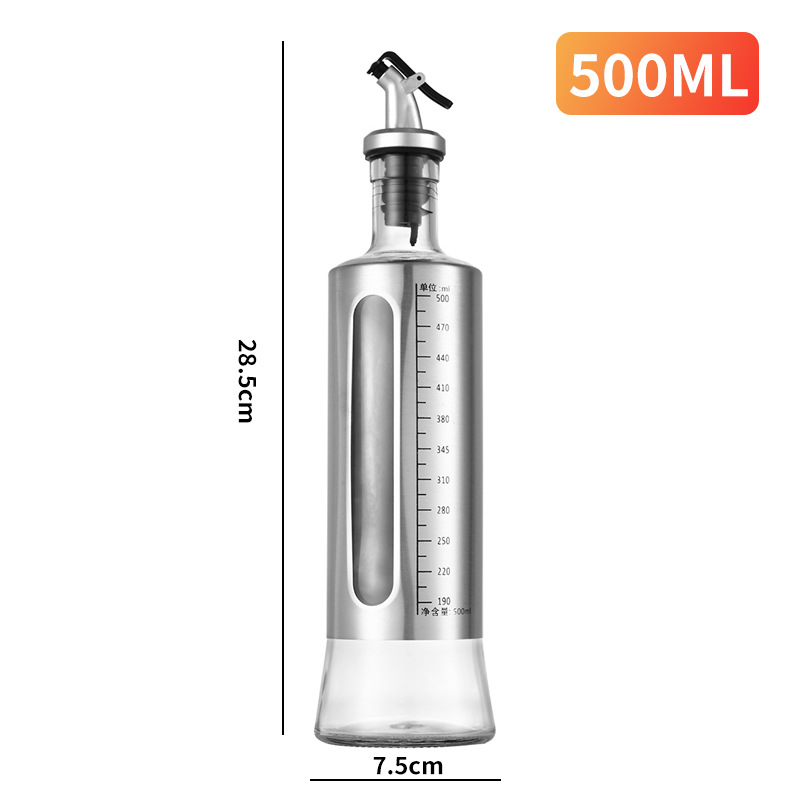 kitchen accessory kitchen appliance Wholesale Kitchen Supplies Stainless Steel Oiler Glass Oil Bottle Household Scale Visual Oil Pot Bottles for Soy Sauce and Vinegar Spice Jar