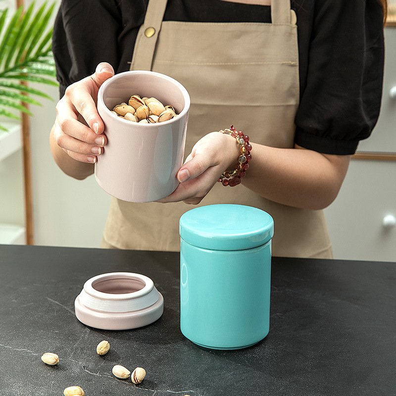 Kitchen Ceramic Pot Food Seasoning Storage Tank Sealed Cans Coffee Beans Tea Grains Storage Tank