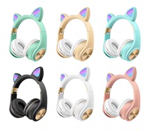 新款学生发光猫耳朵头戴式无线蓝牙游戏耳机跨境电商新款耳麦M1