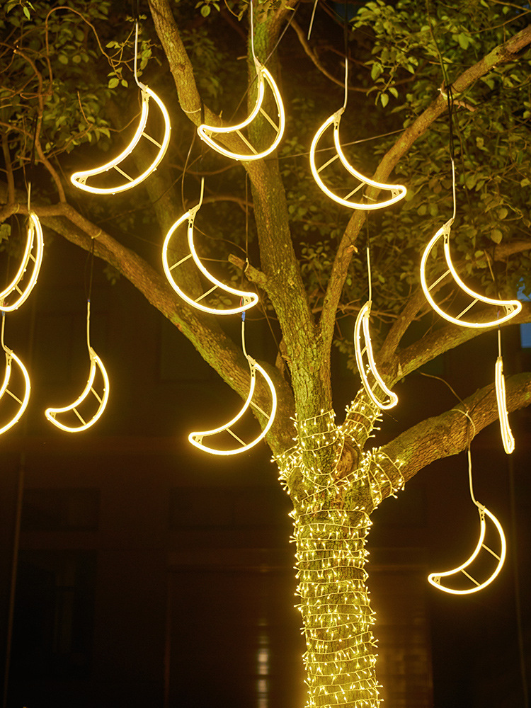 月亮挂件圣诞节装饰小彩灯闪灯串灯满天星户外树灯街道亮化装饰灯