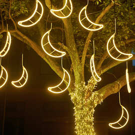 月亮挂件圣诞节装饰小彩灯闪灯串灯满天星户外树灯街道亮化装饰灯