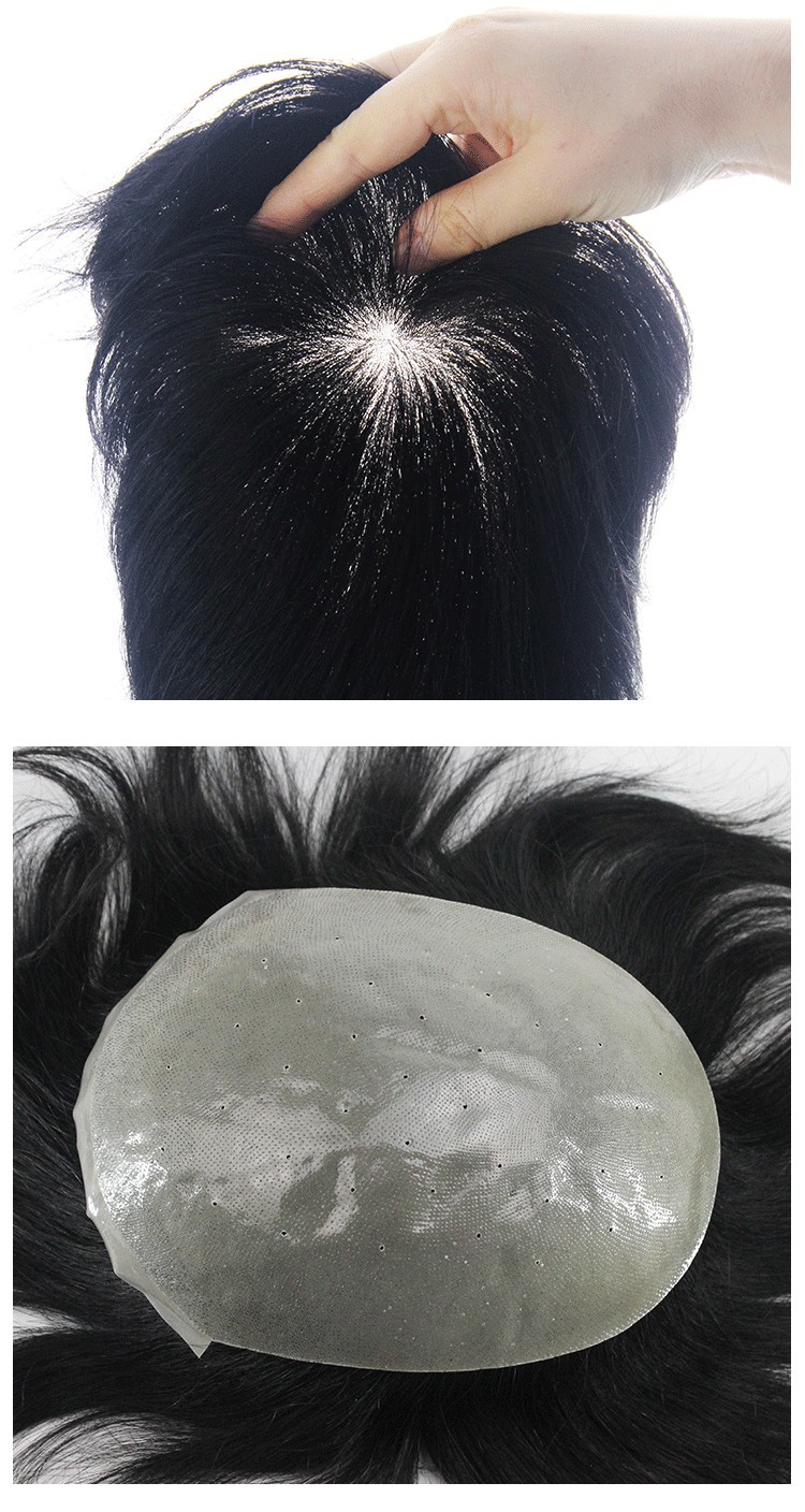 跨境欧美假发 前微针生物头皮假发男士补发块 前额发际线厂家批发