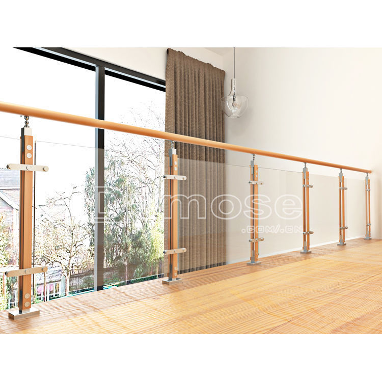 实木扶手栏杆 别墅室内 钢化玻璃 防护栏 家用复式楼梯走廊不锈钢