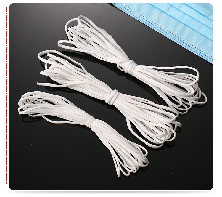 厂家直供口罩松紧带 一次性口罩绳3mm圆扁弹力耳绳 耳带绳子批发