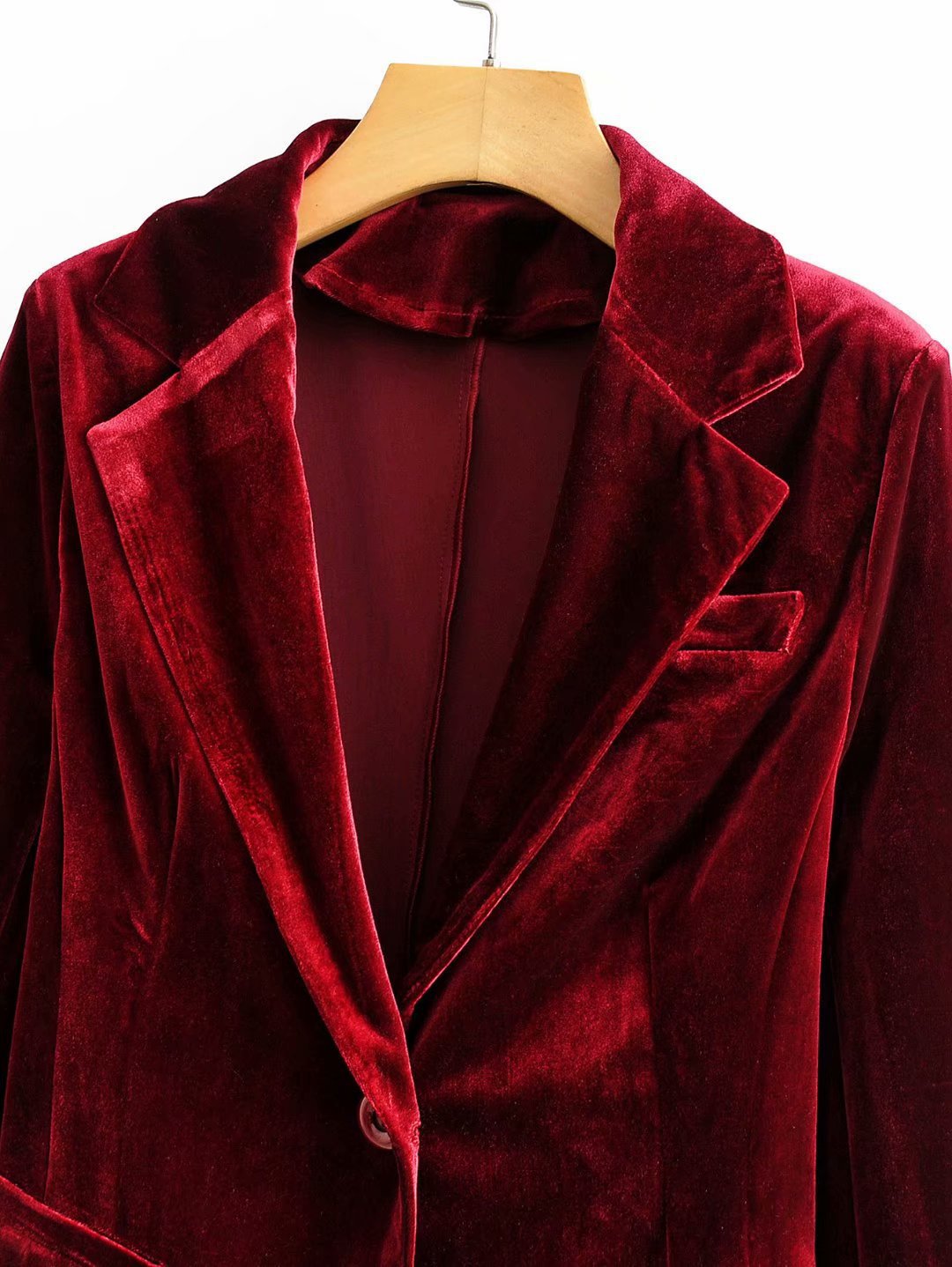 金丝绒西装2020春秋新款天鹅绒西服显瘦修身百搭丝绒小西装外套女
