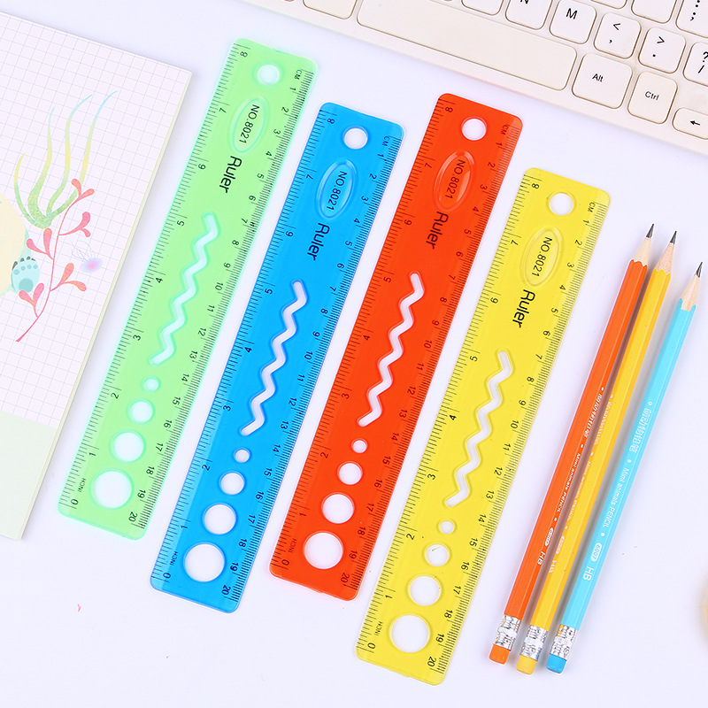 小学生专用软尺20cm直尺学生绘图用品不易折断彩色塑料尺子批发
