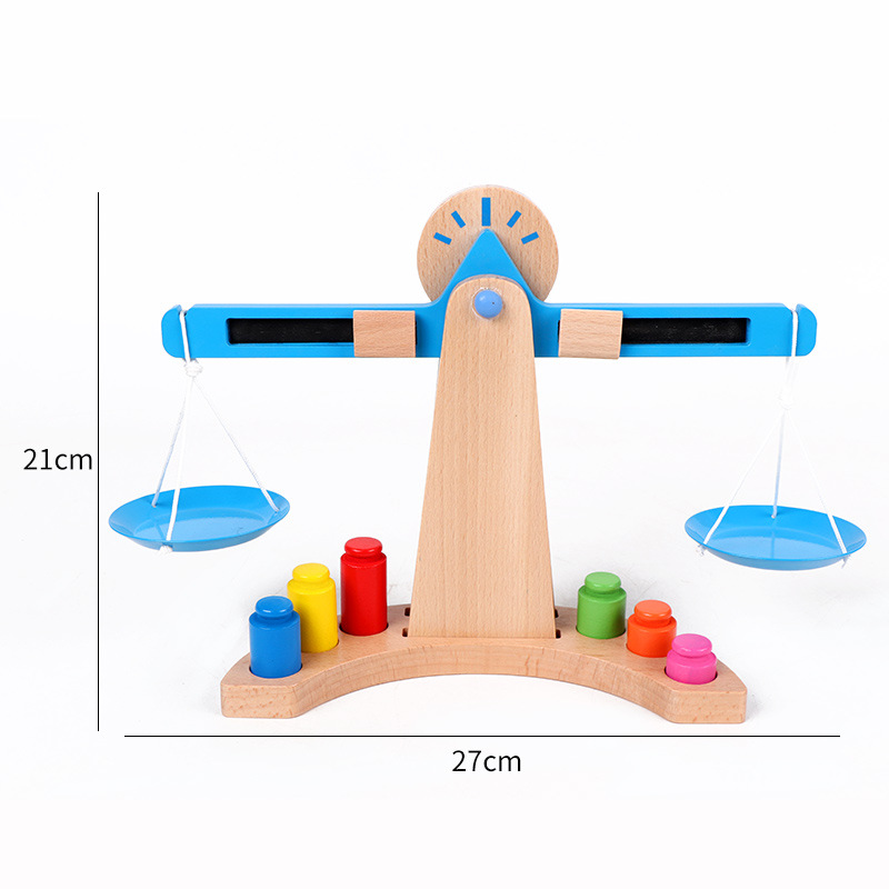 Wooden Balance Scale Children's Educational Toys Kindergarten Elementary School Students Mathematics Addition and Subtraction Science and Education Teaching Aids Factory Direct Sales