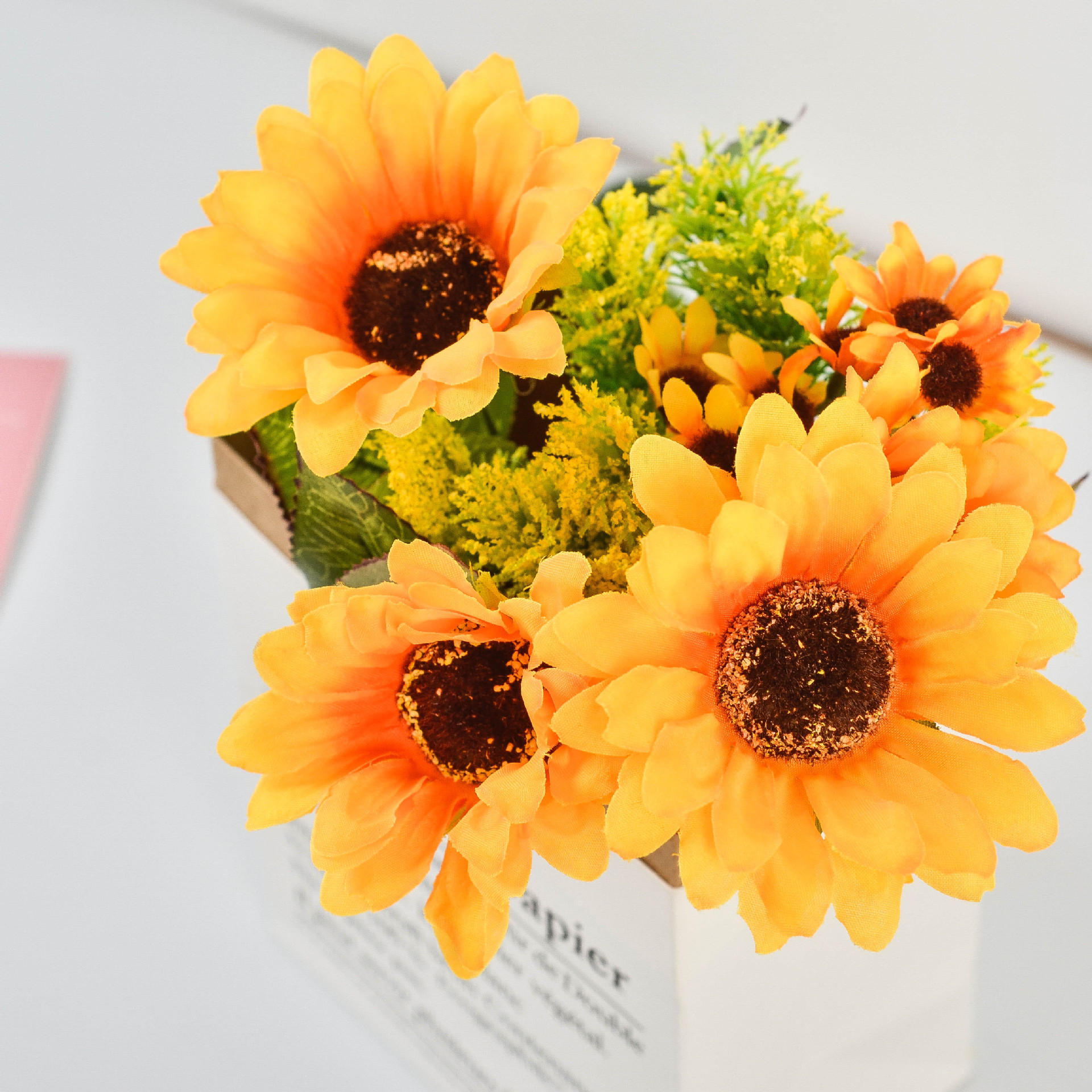 田园风拉丁葵向阳花仿真植物向日葵花枝插花落地装饰店铺酒店摆件