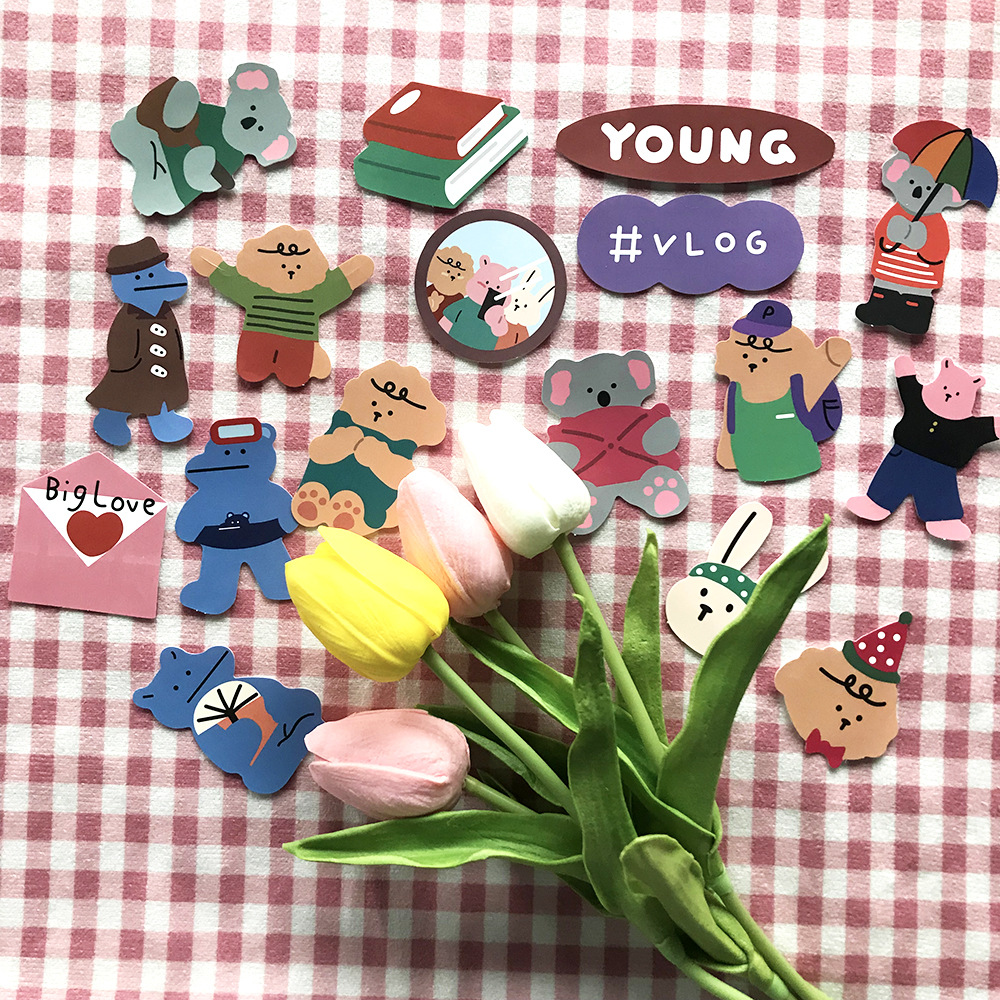 50枚卡通小熊涂鸦贴纸韩国ins风网红可爱圣诞个性手账文具防水贴