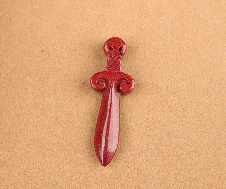 天然原矿朱砂紫金砂刀 斧头 剑 diy配件吊坠挂件背云 钥匙扣配件