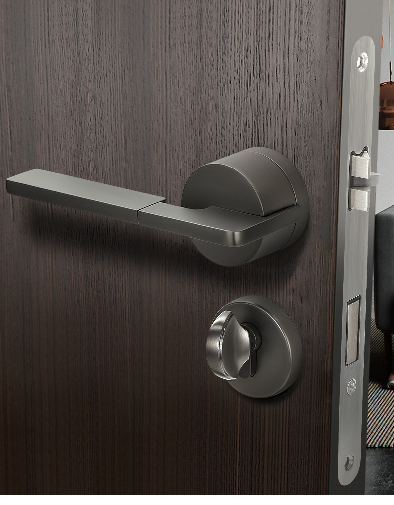 易嘉简约黑镍拉丝室内分体式门锁 锌合金机械执手家居门锁批发