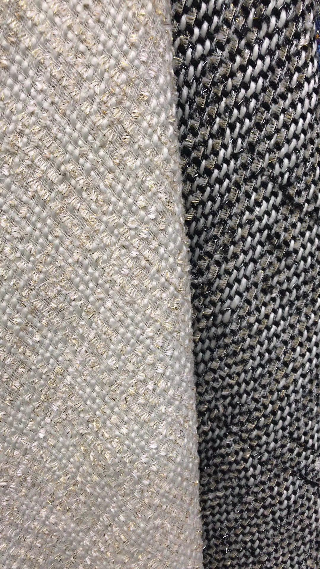 春秋小西装编织粗纺呢绒面料时尚亮丝小香风毛呢料现货供应