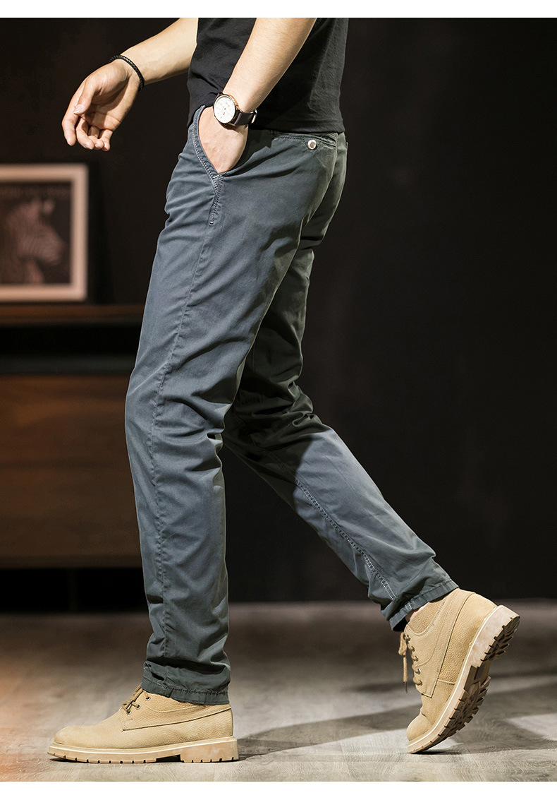 男士春夏商务休闲裤纯棉简约时尚直筒裤潮流宽松百搭运动长裤子