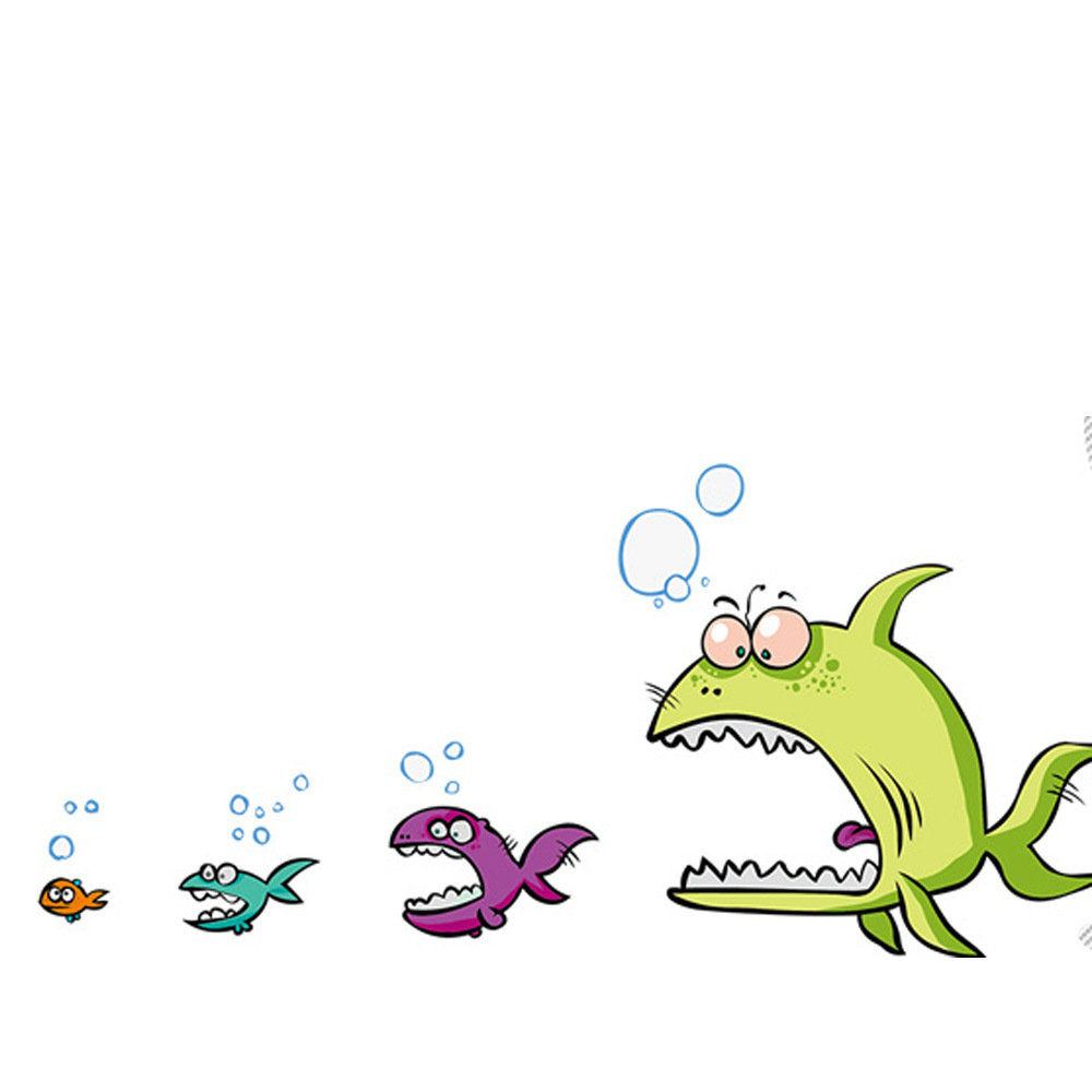 6225个性餐厅墙贴客厅电视墙装饰贴纸 创意卫生间贴画大鱼吃小鱼