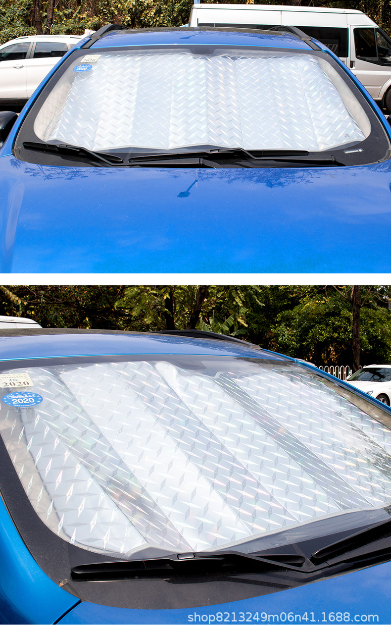 汽车遮阳板夏季防晒隔热铝箔 辐射反光吸盘式加厚遮阳挡现货批发