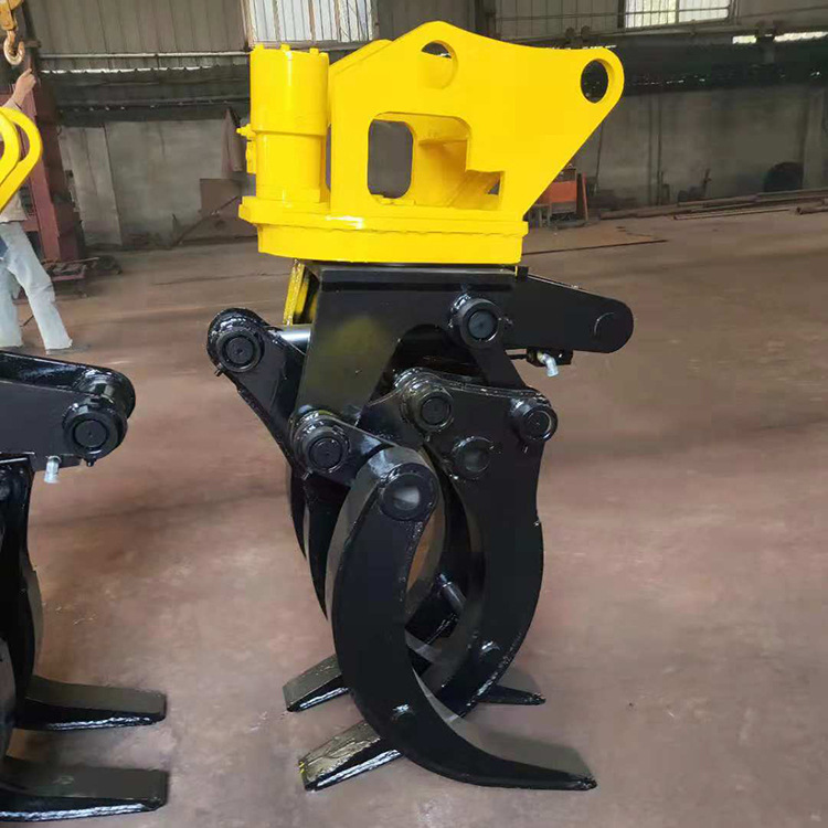 挖掘机夹木器360度液压旋转马达挖机夹木器固定单油缸机械抓木器
