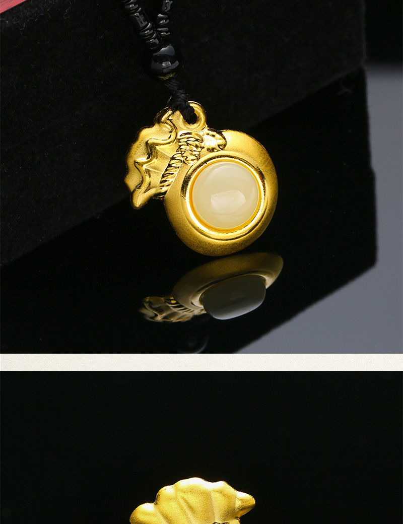 金镶玉福袋吊坠 足金镶和田玉男女款福袋挂坠 挂件礼品定制批发