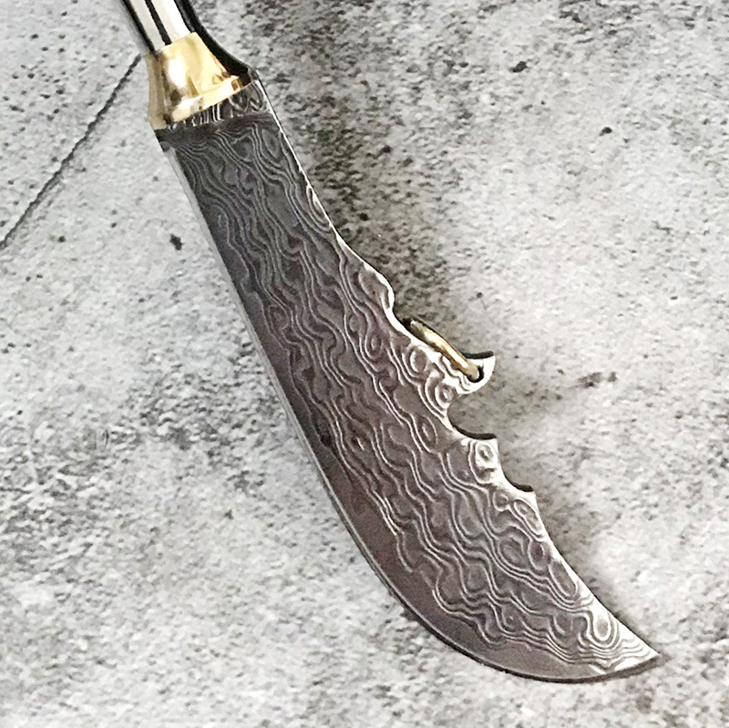 镇店镇宅大马士革迷你小关刀户外刀手工锻打花纹纯手工礼品收藏刀