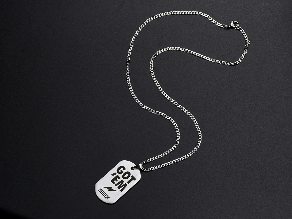 欧美gotem shock军牌项链潮人男女个性狗牌钛钢吊坠毛衣链子