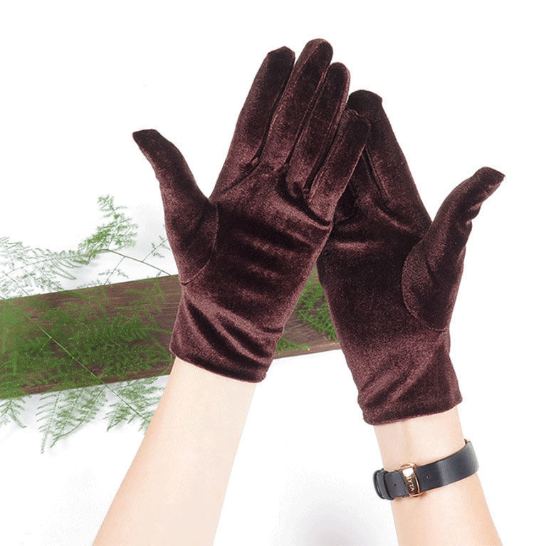 绒质手套女全包指春季防风开车高弹力秋冬季户外防寒保暖优雅骑车