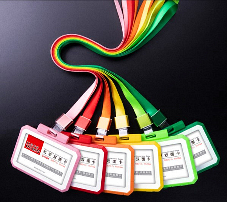 广东科记彩色优质t-1102机甲双面卡t-1103彩色pp硬质双面胸卡套