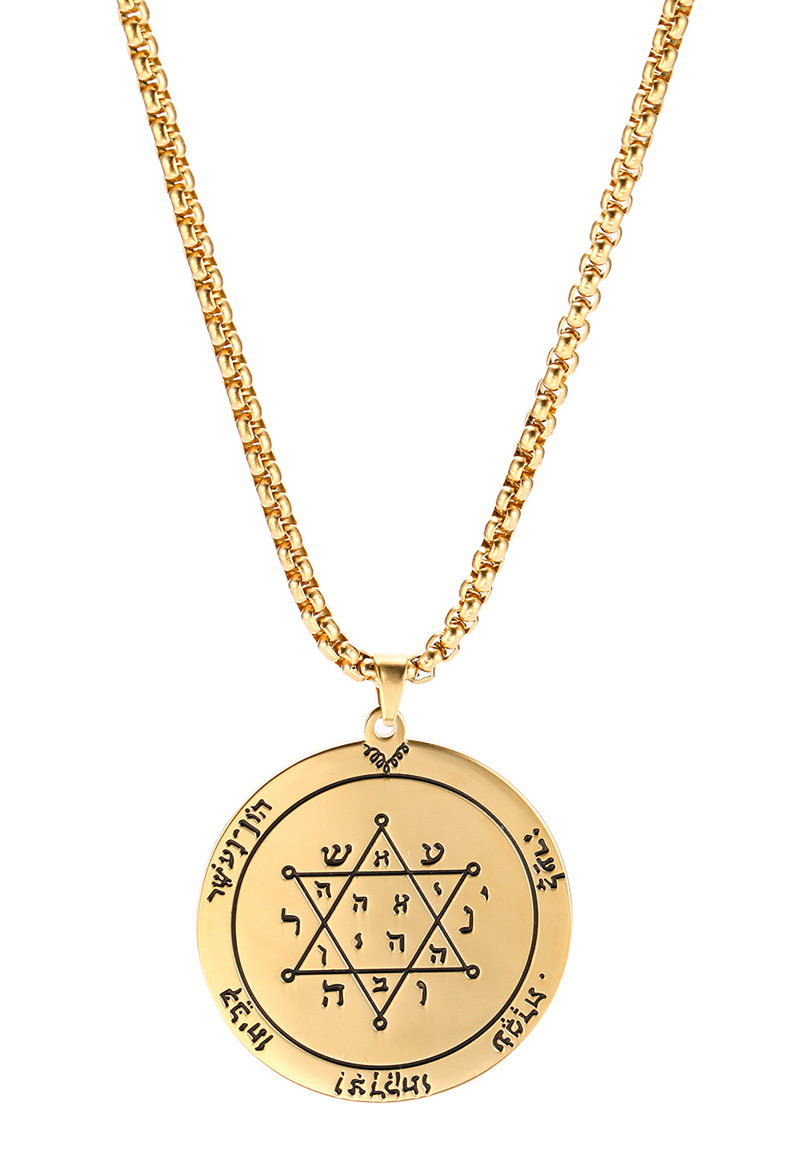 北欧流行图案 精致所罗门六芒星不锈钢情侣项链 厂家可来样定制