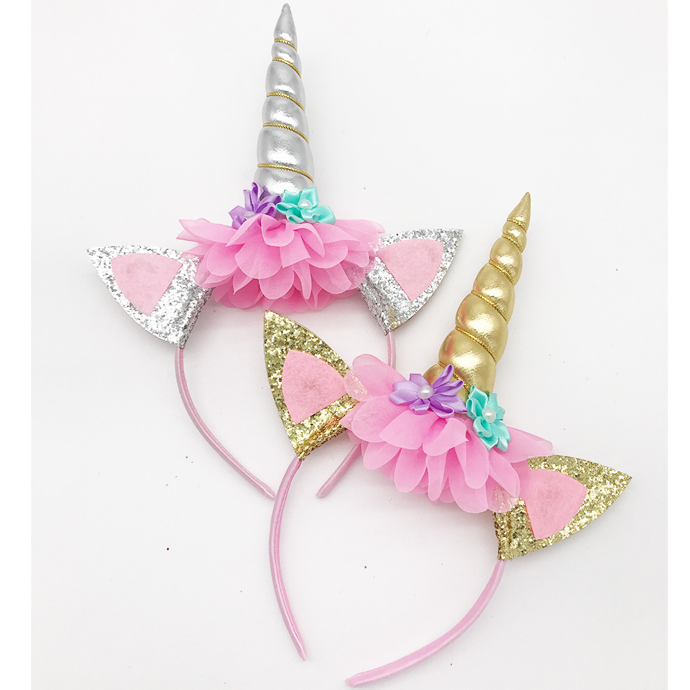独角兽头饰欧美女童布艺发箍手工发饰主角小马头箍生日派对装饰