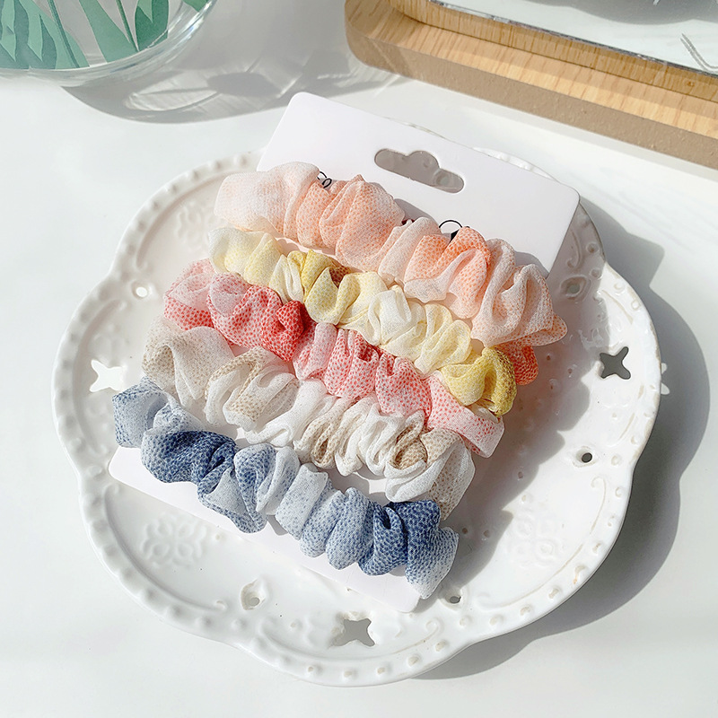 European and American Color Satin Hair Rope Set Ins All-Match Hair Band Hair Ka Za Ponytail Hair String Large Intestine Ring Korean Headdress