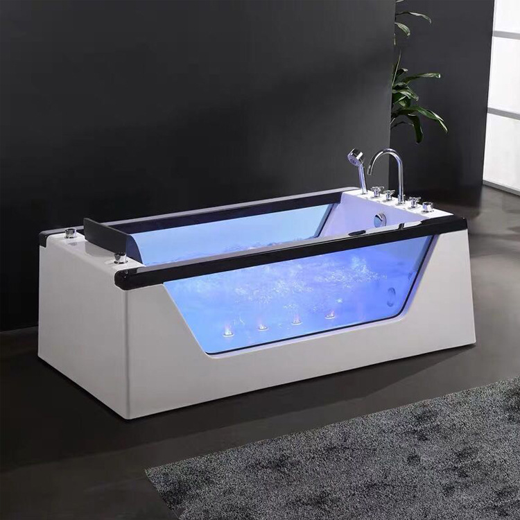 单人独立式冲浪按摩浴缸 海景缸双面透明玻璃 jacuzzi tub浴盆