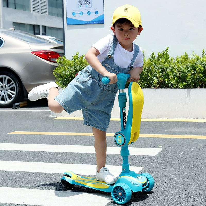 佑乐比新款米高儿童滑板车品质大号溜溜车男女带座大轮闪光滑行车