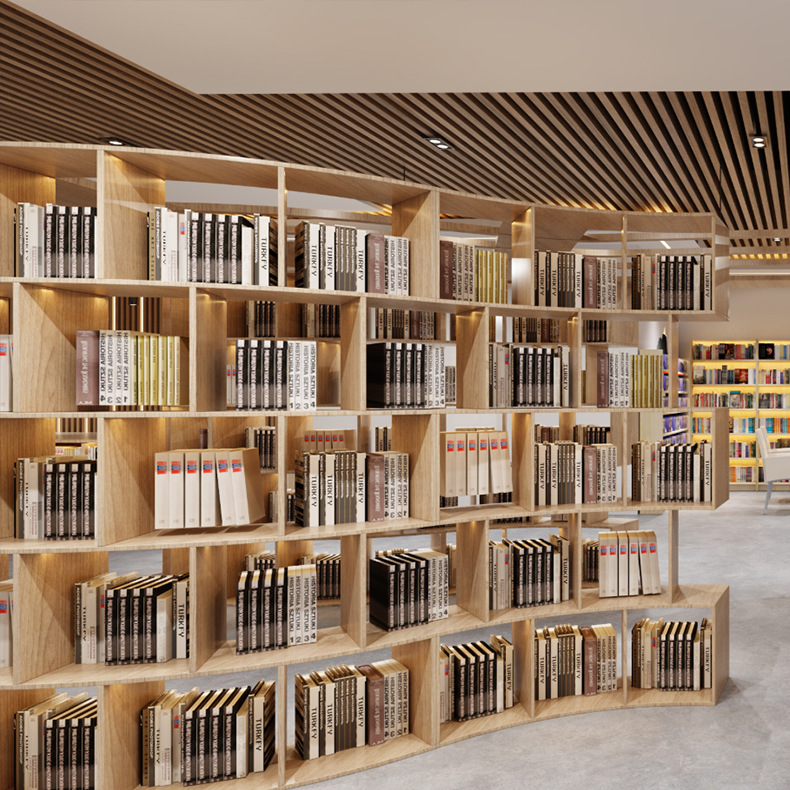 厂家定制书店多层组合木制品烤漆展示柜学校图书馆阅览室现代书柜