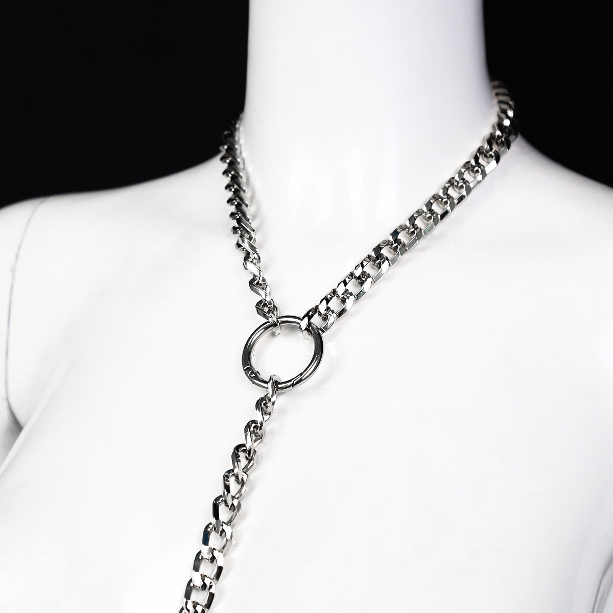 2020新款男成人用品情趣颈套金色粗铁链条可拆卸颈套银色牵引项圈