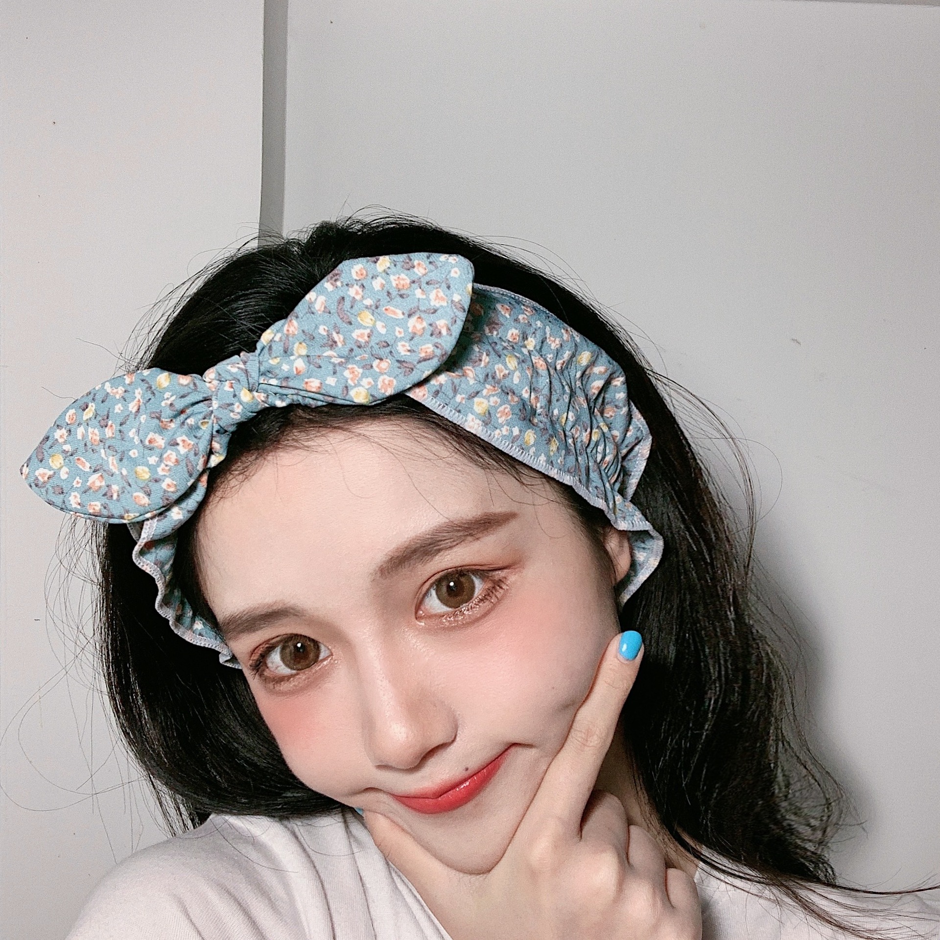 新日韩清新小碎花洗脸束发带兔耳朵发带可爱女生头带简约发箍发饰