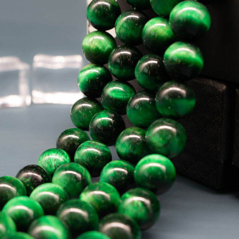 厂家批发紫虎石石珠 虎眼石散珠 圆形紫色虎眼石散珠手链串珠材料