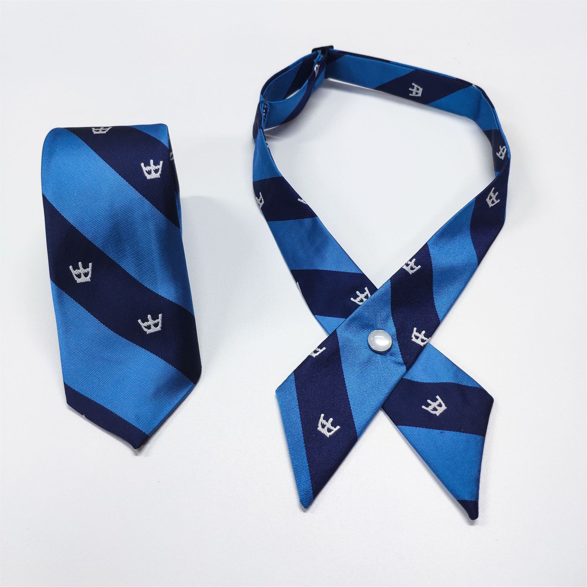 皇冠领带交叉结继承者男士窄版手打领带女士校服交叉领结批发