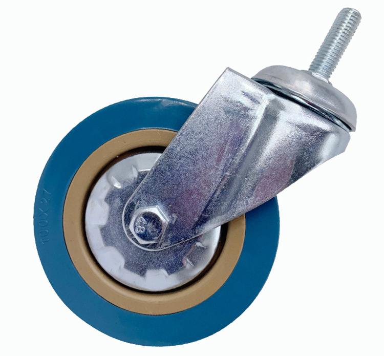 4寸pvc丝杆万向轮 耐磨承重工业灰脚轮超市/医疗推车胶轮跨境定制