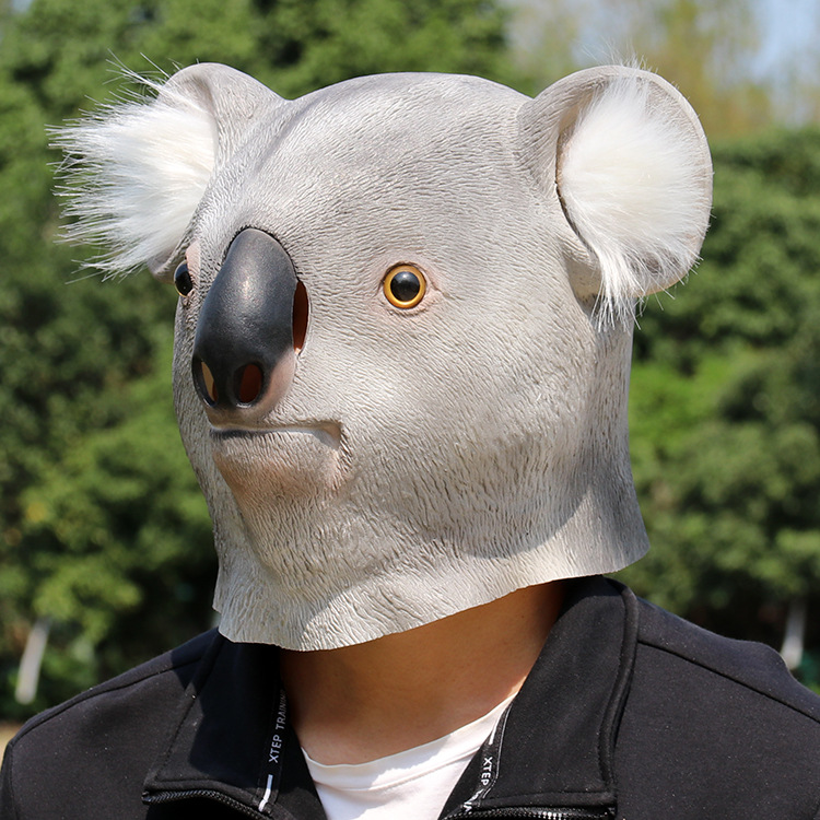 万圣节考拉面具乳胶动物头套妆舞会派对动物面具头套厂家批发