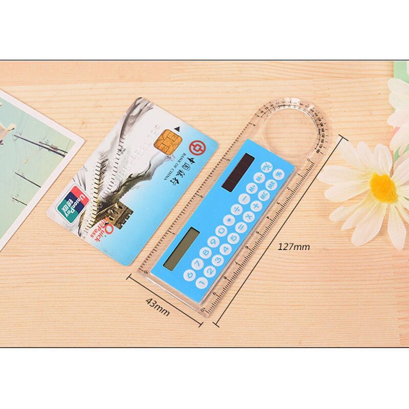 Wholesale Mini Color Multifunctional Student 10cm Ruler Solar Calculator Angle Magnifier Gift Stationery