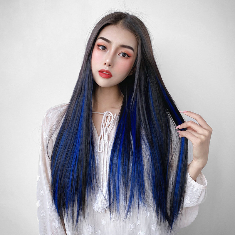 假发渐变色一片式直发 挑染假发片女长发接发片 无痕隐形长发片