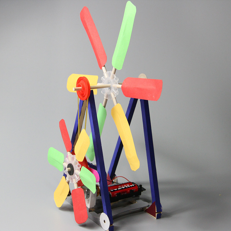 变速风车木制益智玩具拼装材料包手工科技制作科学小发明通用技术
