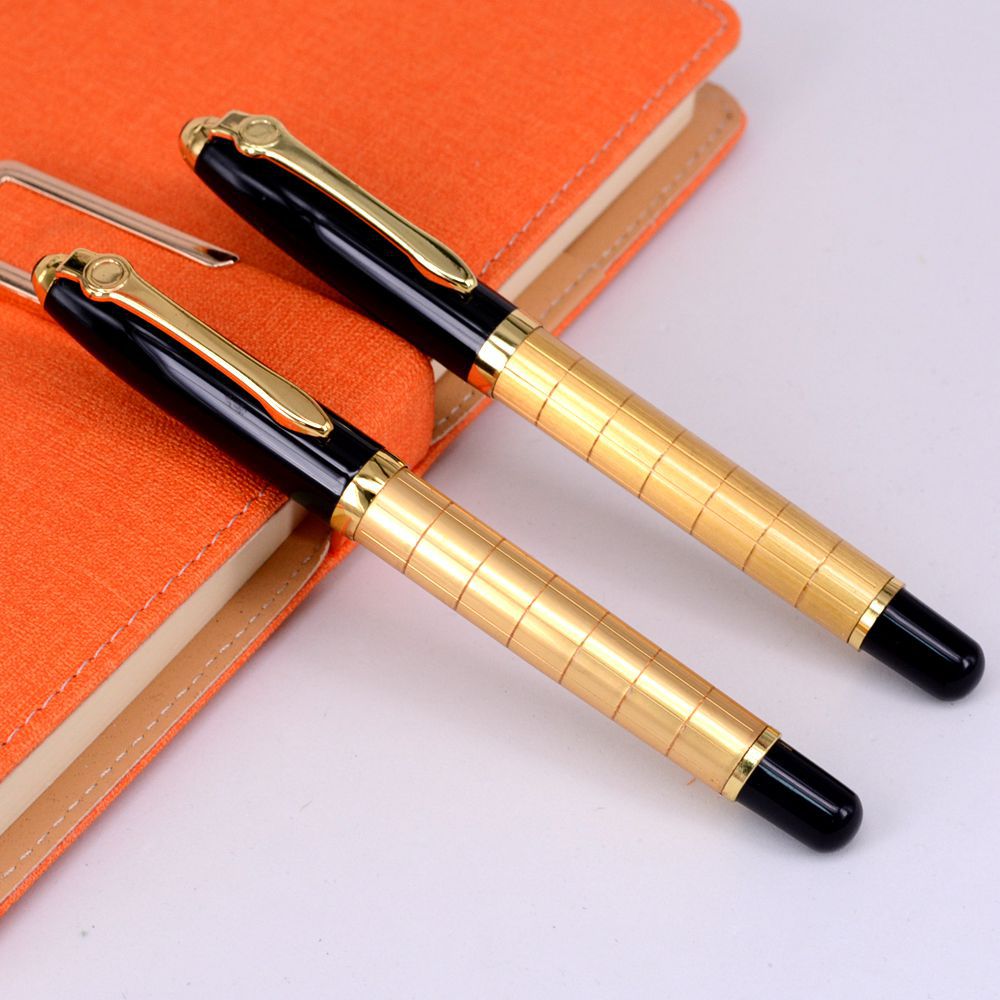 【泽豪笔业】现货供应金色金属签字笔 方格宝珠笔 高档走珠笔