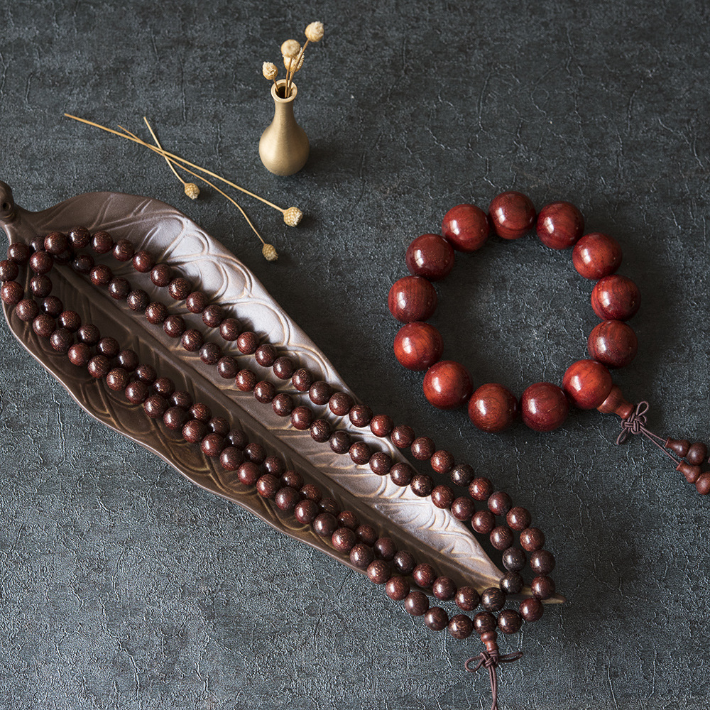 血檀木结缘流通文玩108小叶颗紫檀佛珠手串念珠饰品礼品男女款