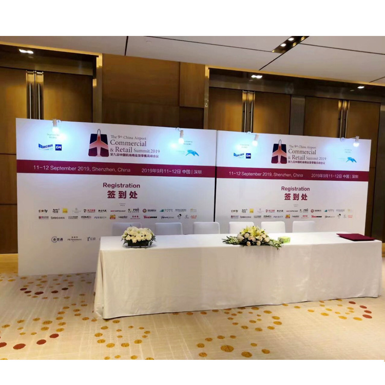 八分方柱卡布灯箱铝型材展会签到墙直播间背景墙搭建方通特装铝料