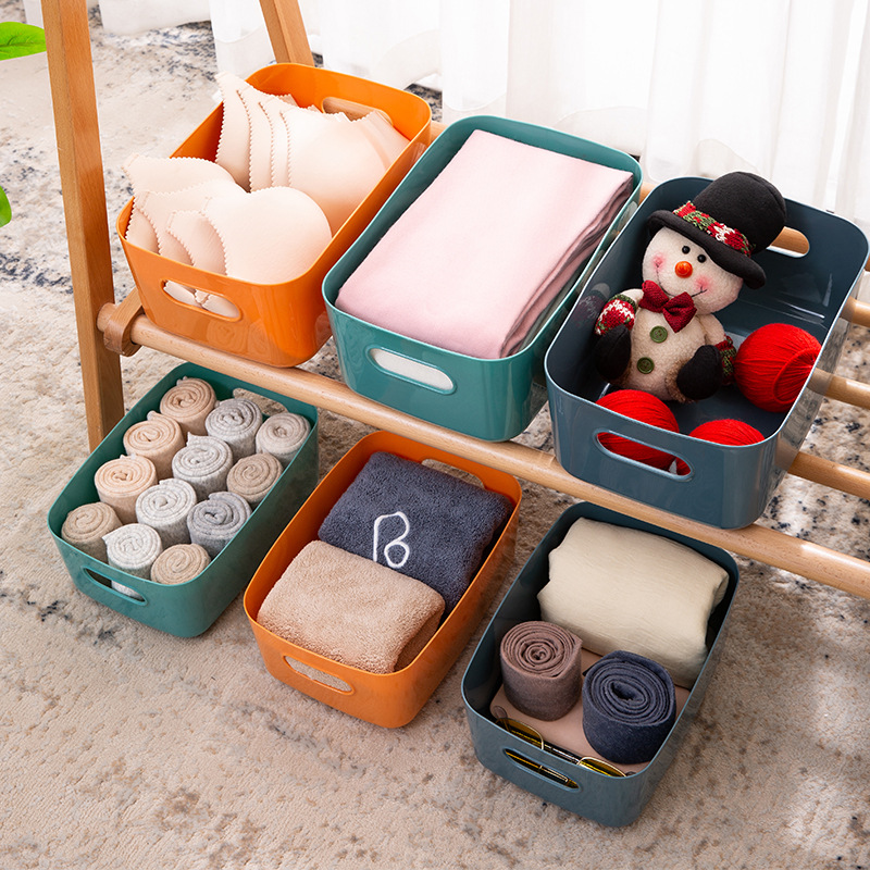 Japanese-Style Sundries Storage Box Desktop Plastic Box Cosmetic Organizing Box Kitchen Storage Box Snacks Storage Basket