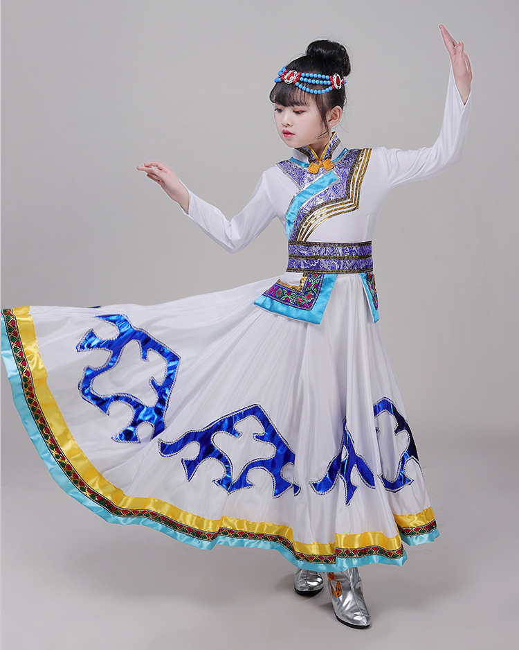 2020年新款少数民族蒙古族服装女内蒙舞蹈表演顶碗舞儿童演出服饰