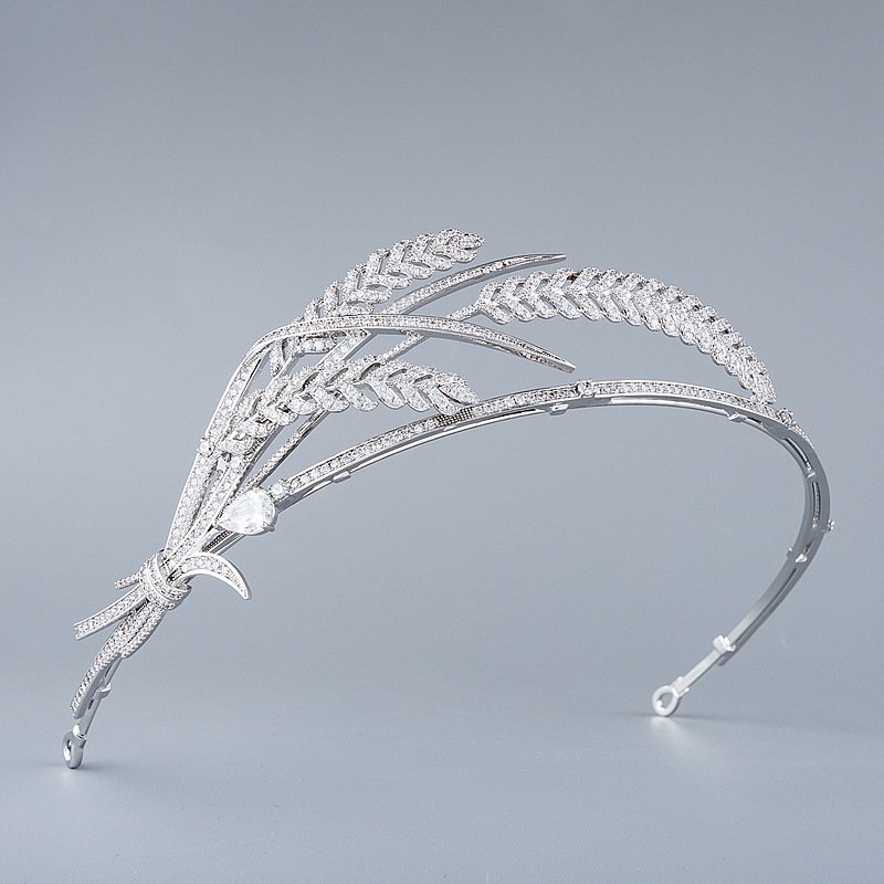 新款欧美大牌明星同款婚礼头饰新娘结婚锆石皇冠女神发饰麦穗王冠