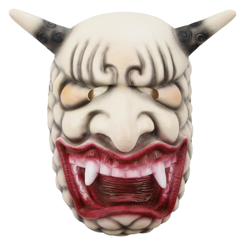 万圣节对马岛之魂面具日本鬼脸暗黑神兽半脸乳胶般若面具