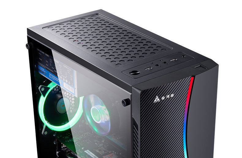 金河田炫豪1台式主机atx大板亚克力全侧透电竞游戏背线水冷机箱