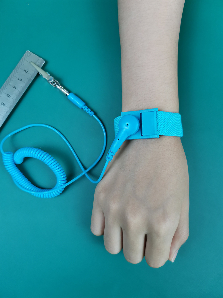 防静电有线手腕带材质pvc电子厂静电环蓝色人体去静电有绳手环带